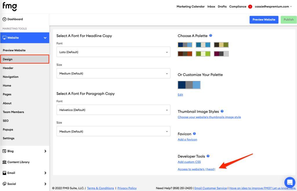 editing code on your FMG site