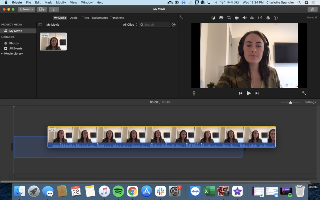 girl editing a video