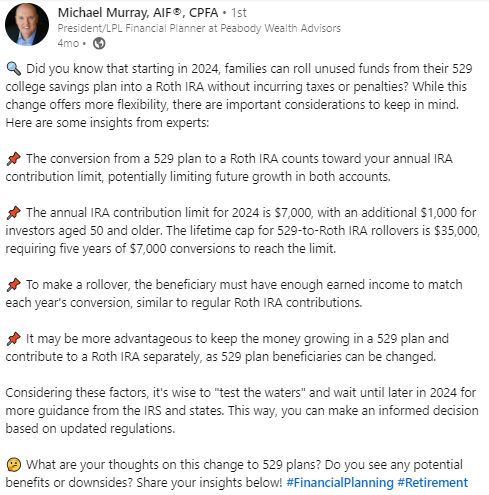 LinkedIn peabody wealth advisor zero click